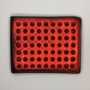 Christian Louboutin Red Studded Leather Bi-Fold Wallet | Authentic